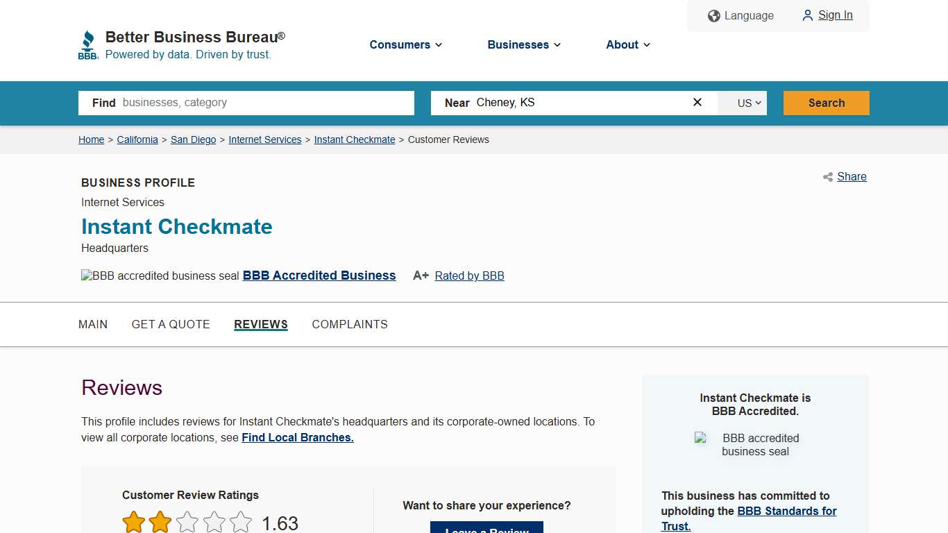 Instant Checkmate | BBB Reviews | Better Business Bureau